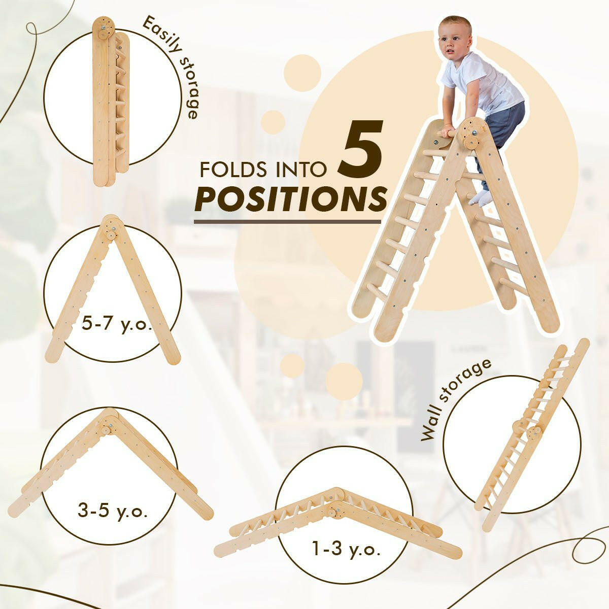 4in1 Climbing Set: Wooden Swedish Wall + Swing Set + Slide Board + Triangle Ladder Swedish wall Goodevas