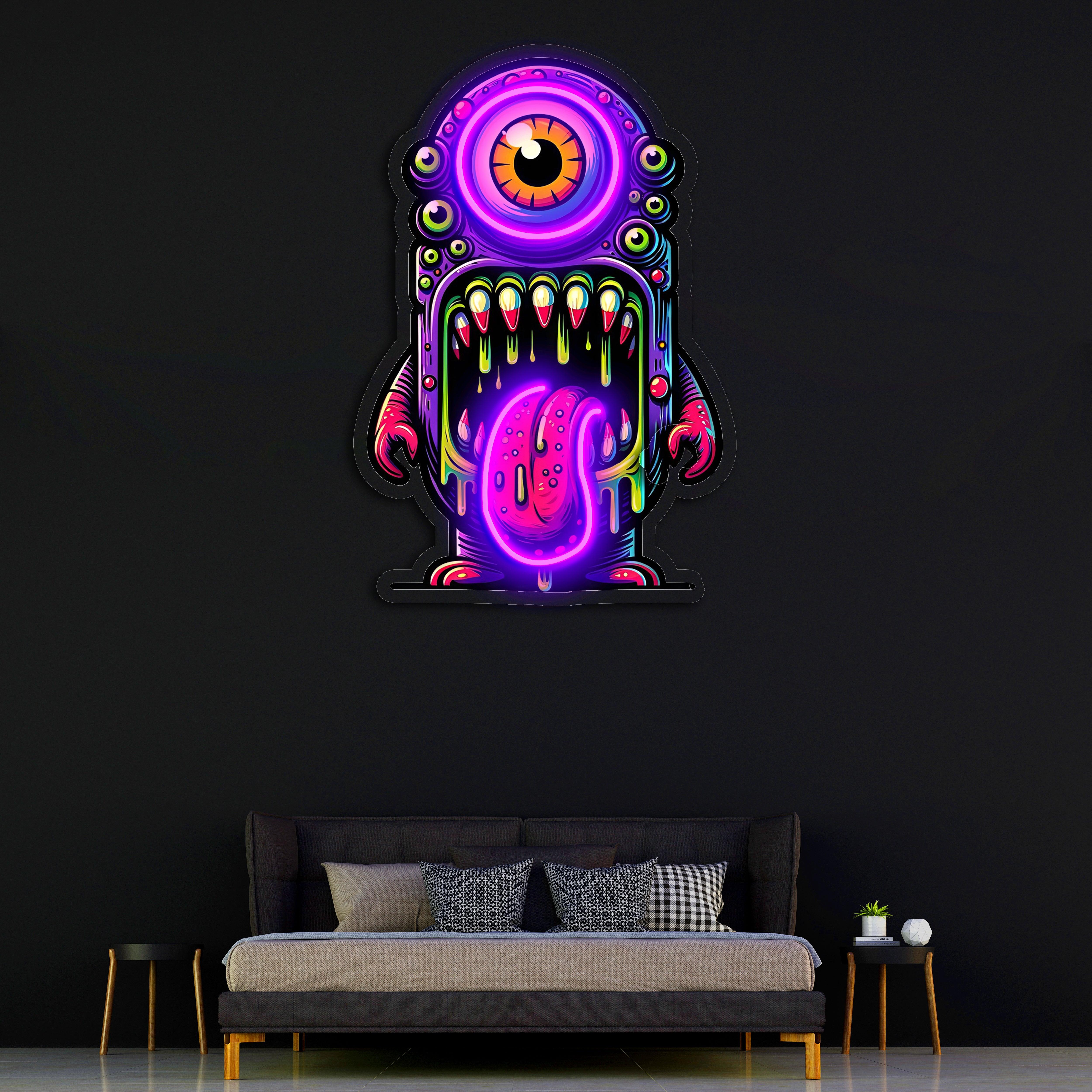 UV Printed Skull Neon Sign, Neon Wall Art, Neon Light Sign, Custom Neon Sign, UV Print Neon Sign, Acrylic Neon Sign, Housewarming Gifts
