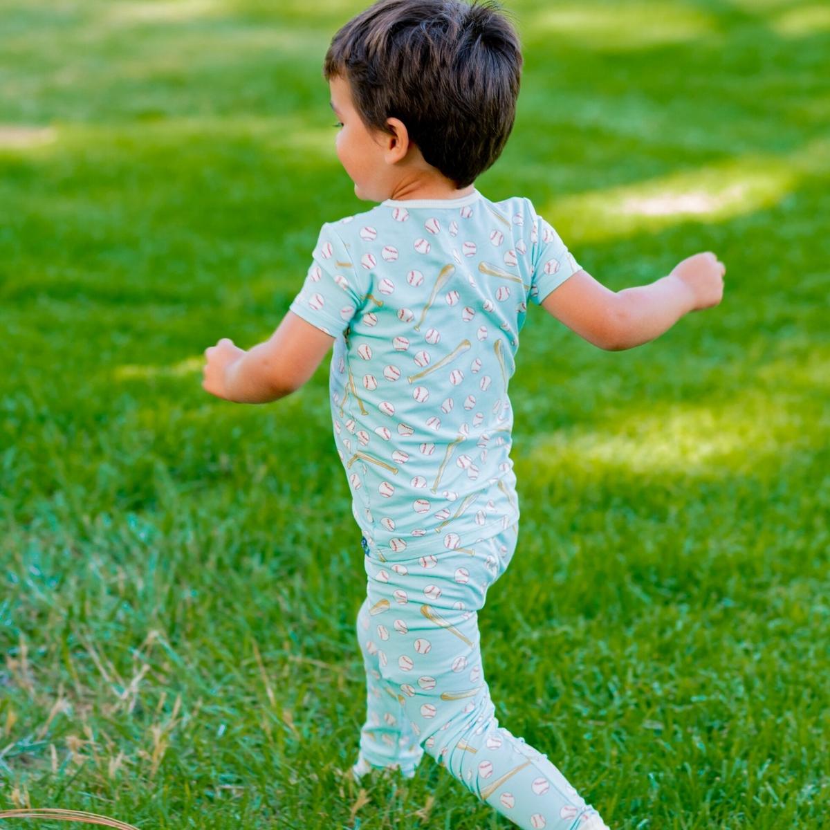 Big Kid PJ S/S - Little Slugger Aqua