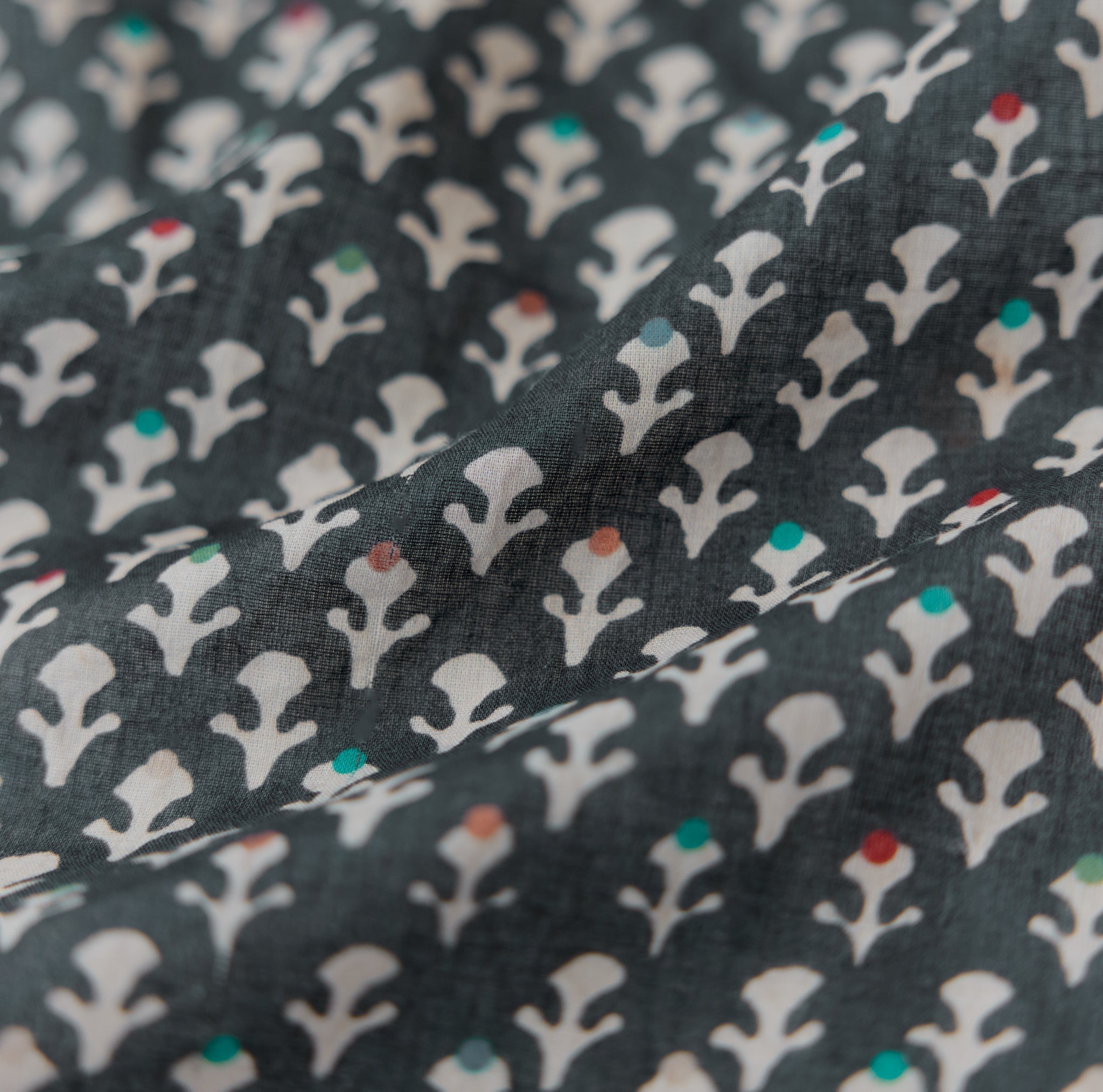 Rosie Midi Dress Nightgown - Faded Black/Cream Dot print