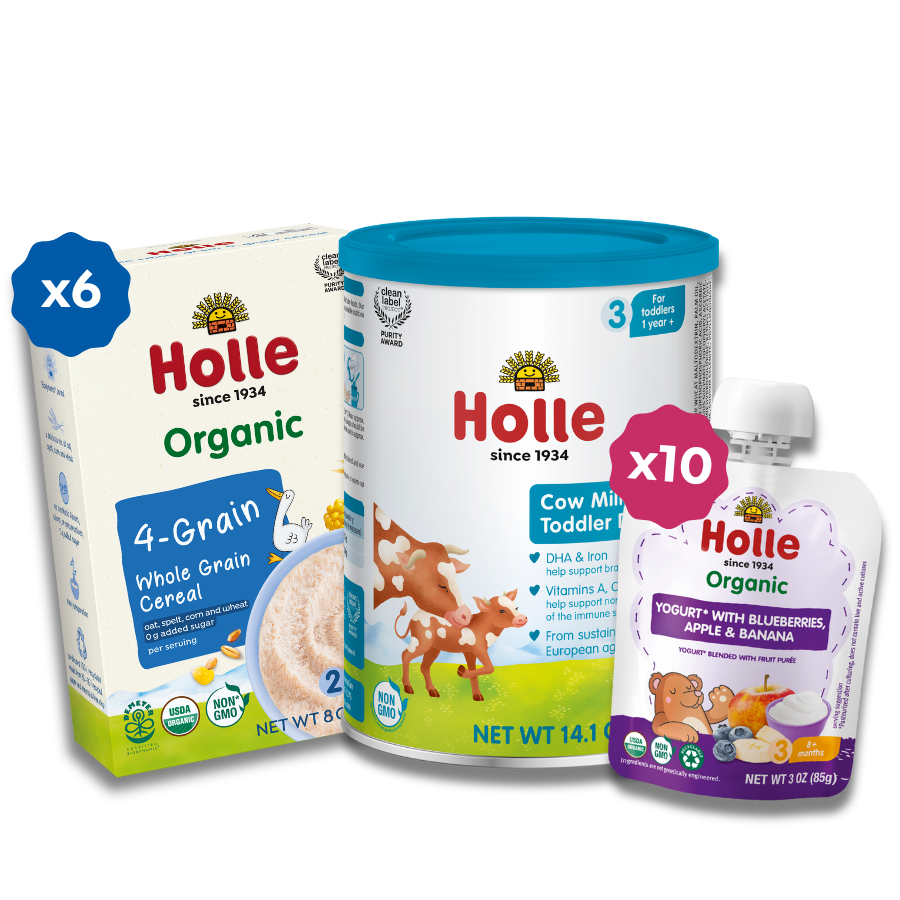 Classic Cow Breakfast Bundle: Cow Milk, 4-Grain, Blueberries, Apple & Banana Yogurt