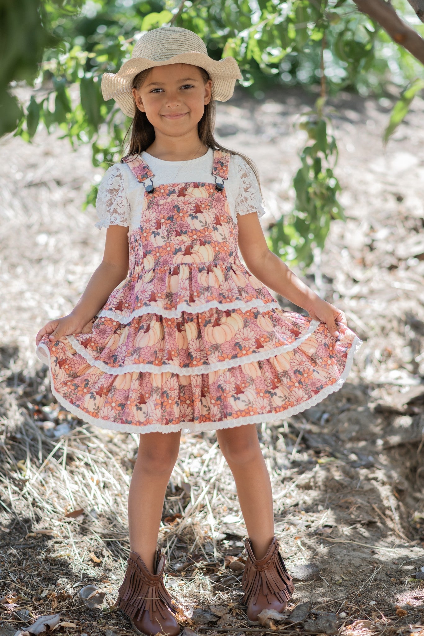 Harvest Blossom Overalls Dress