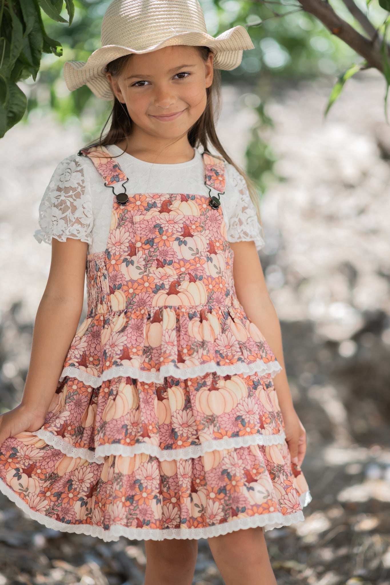 Harvest Blossom Overalls Dress