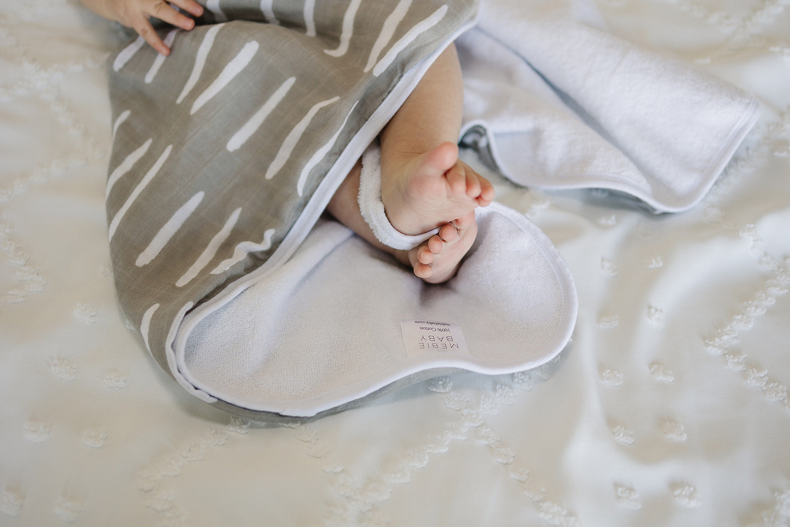 Grey Dash Muslin Hooded Towel Mebie Baby
