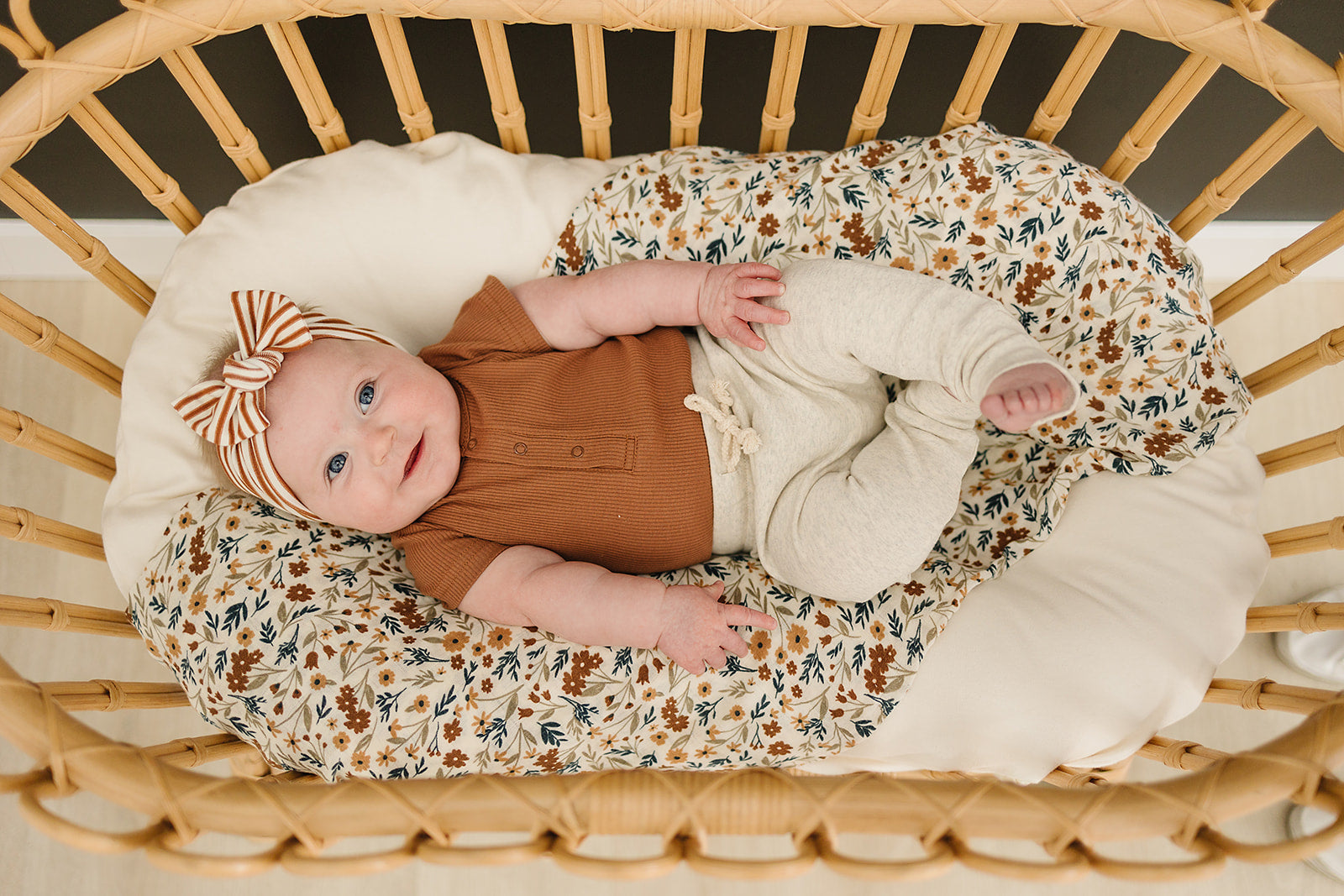 Rust Organic Cotton Ribbed Snap Bodysuit Mebie Baby