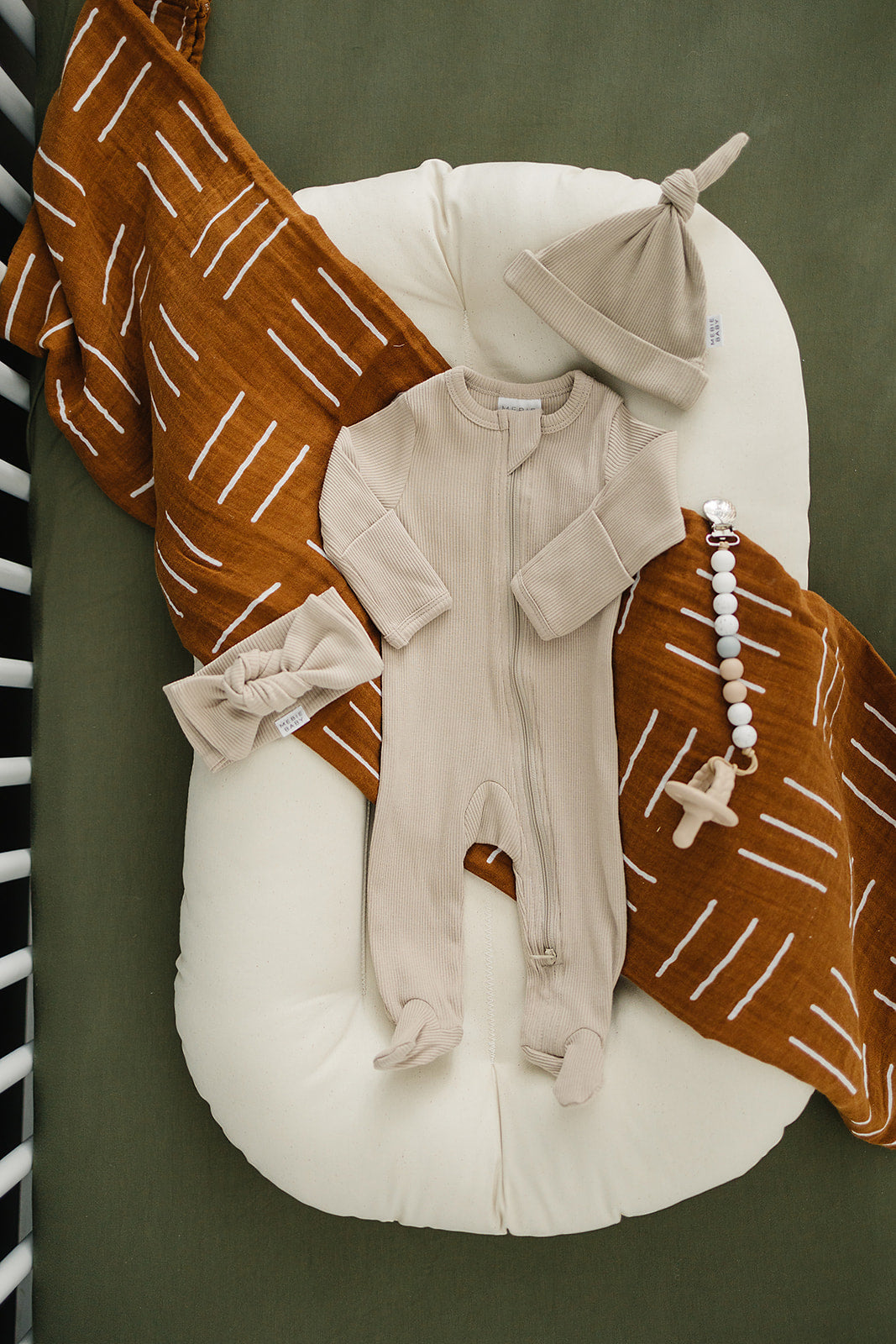 Olive Bamboo Stretch Crib Sheet  Mebie Baby