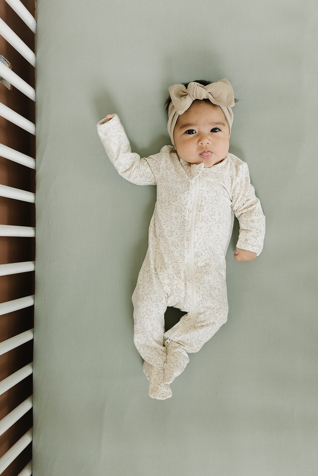 Sage Bamboo Stretch Crib Sheet Mebie Baby