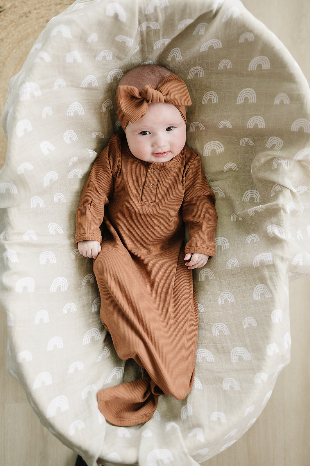 Rust Organic Cotton Ribbed Head Wrap Mebie Baby