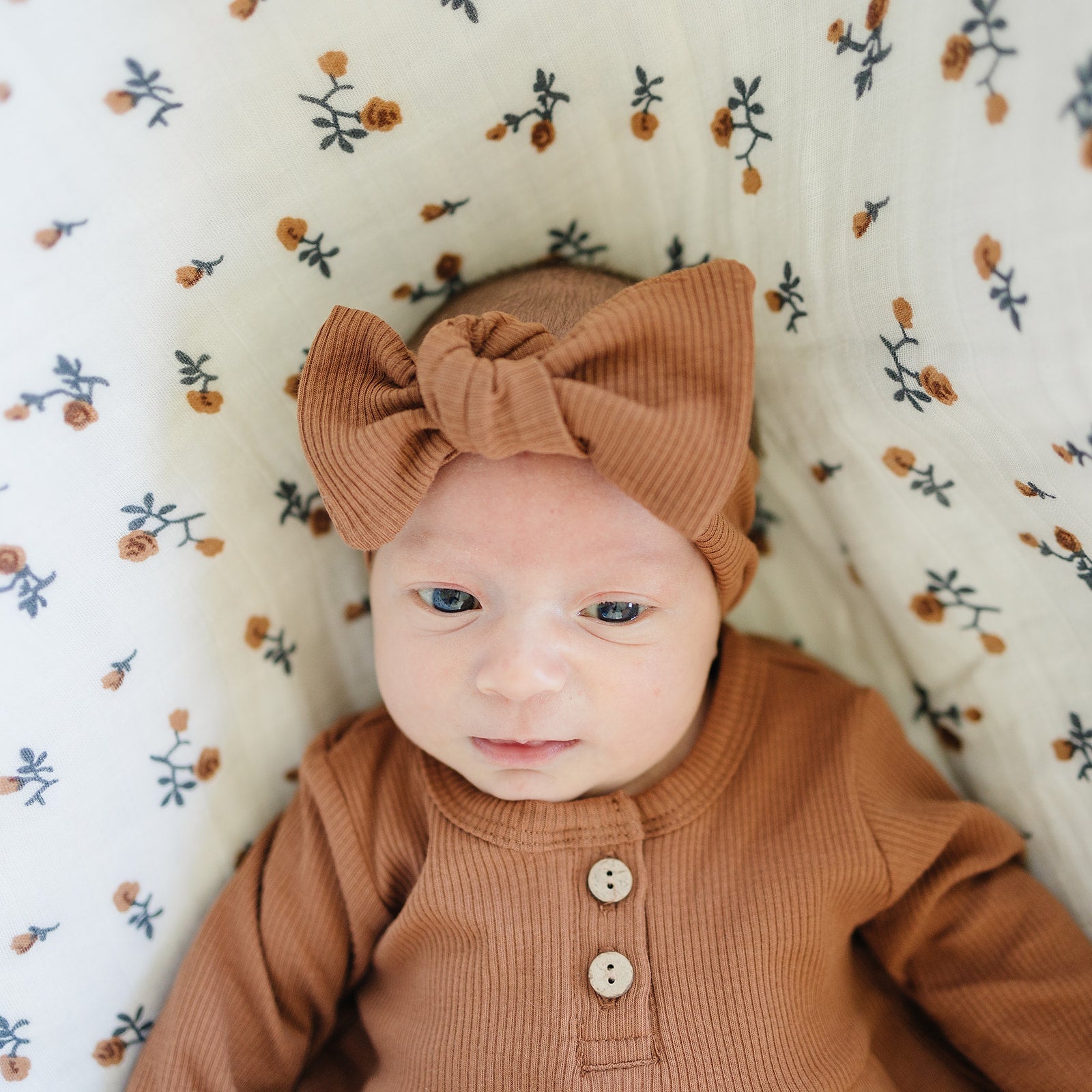 Rust Organic Cotton Ribbed Head Wrap Mebie Baby
