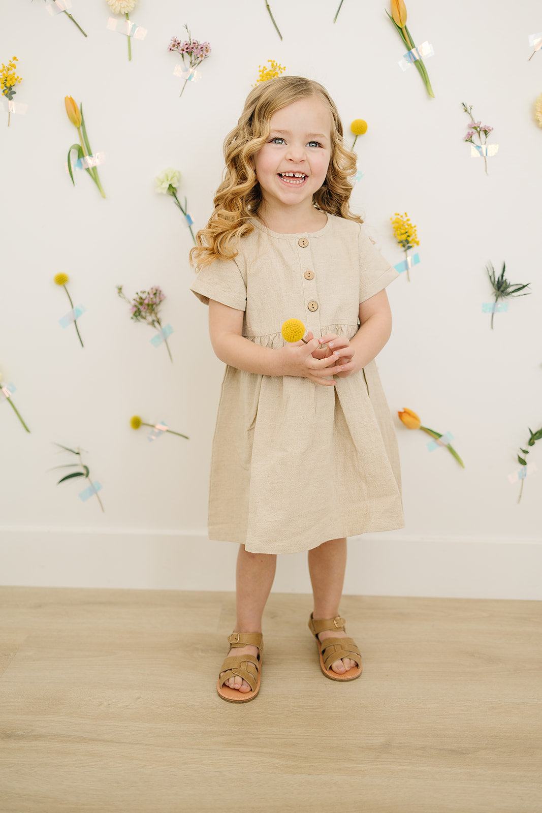 Oatmeal Linen Cotton Dress Mebie Baby