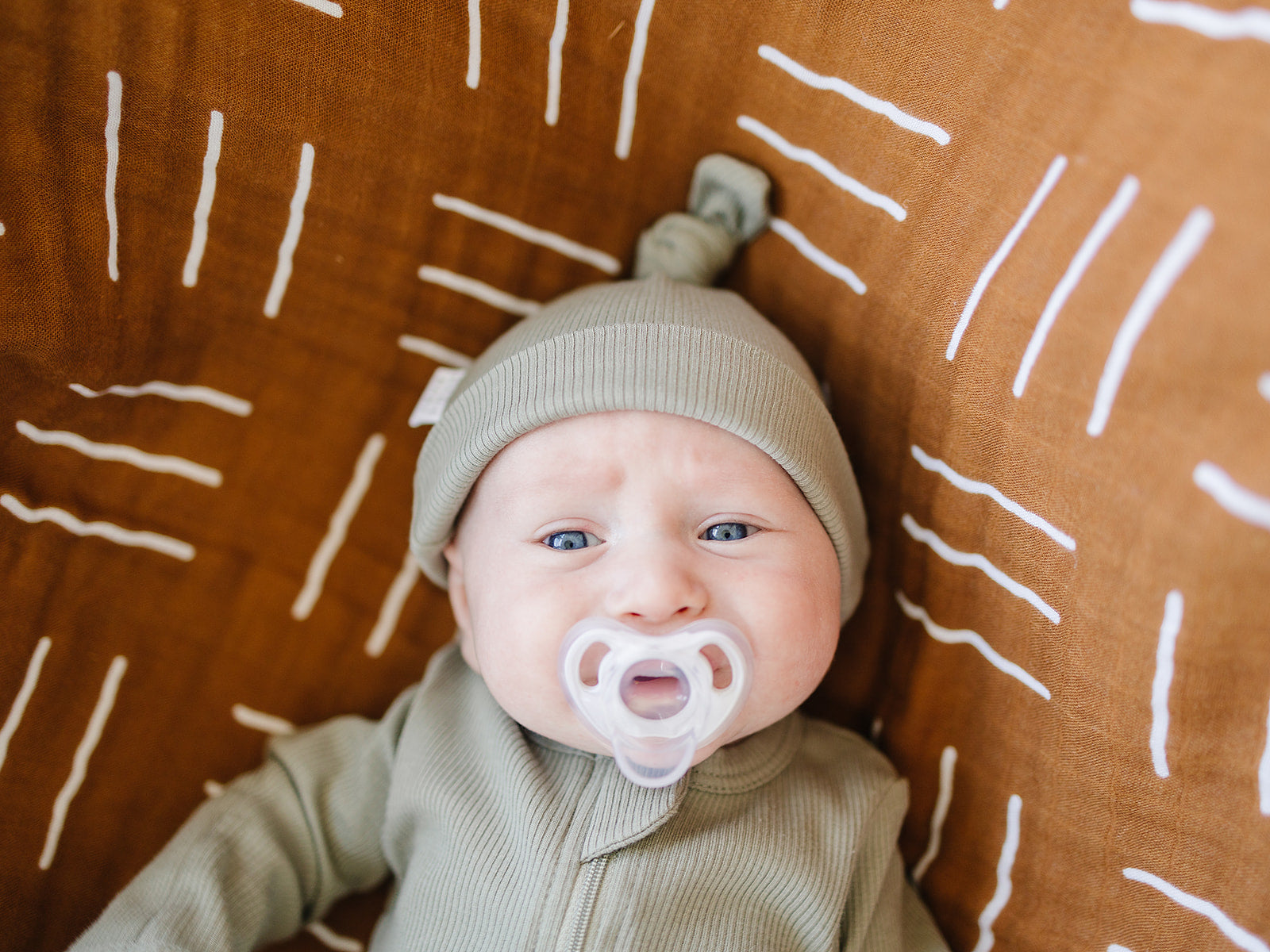 Green Organic Ribbed Newborn Knot Hat Mebie Baby