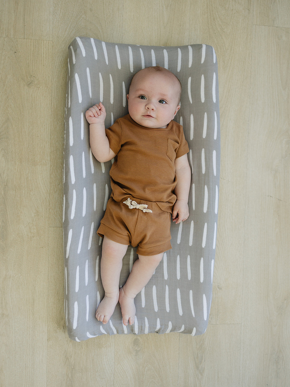 Grey Dash Muslin Changing Pad Cover Mebie Baby