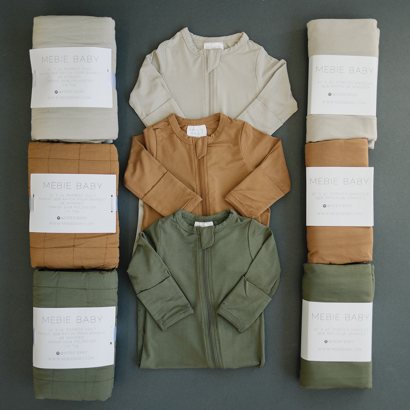 Olive Bamboo Zipper Mebie Baby