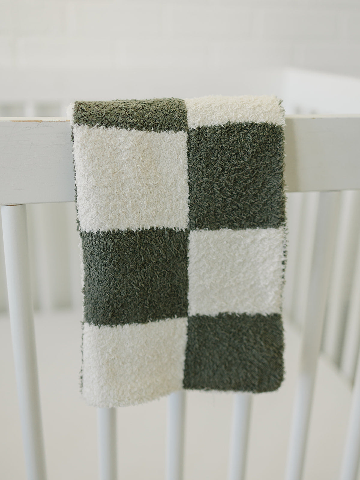 Green Checkered Plush Blanket Mebie Baby