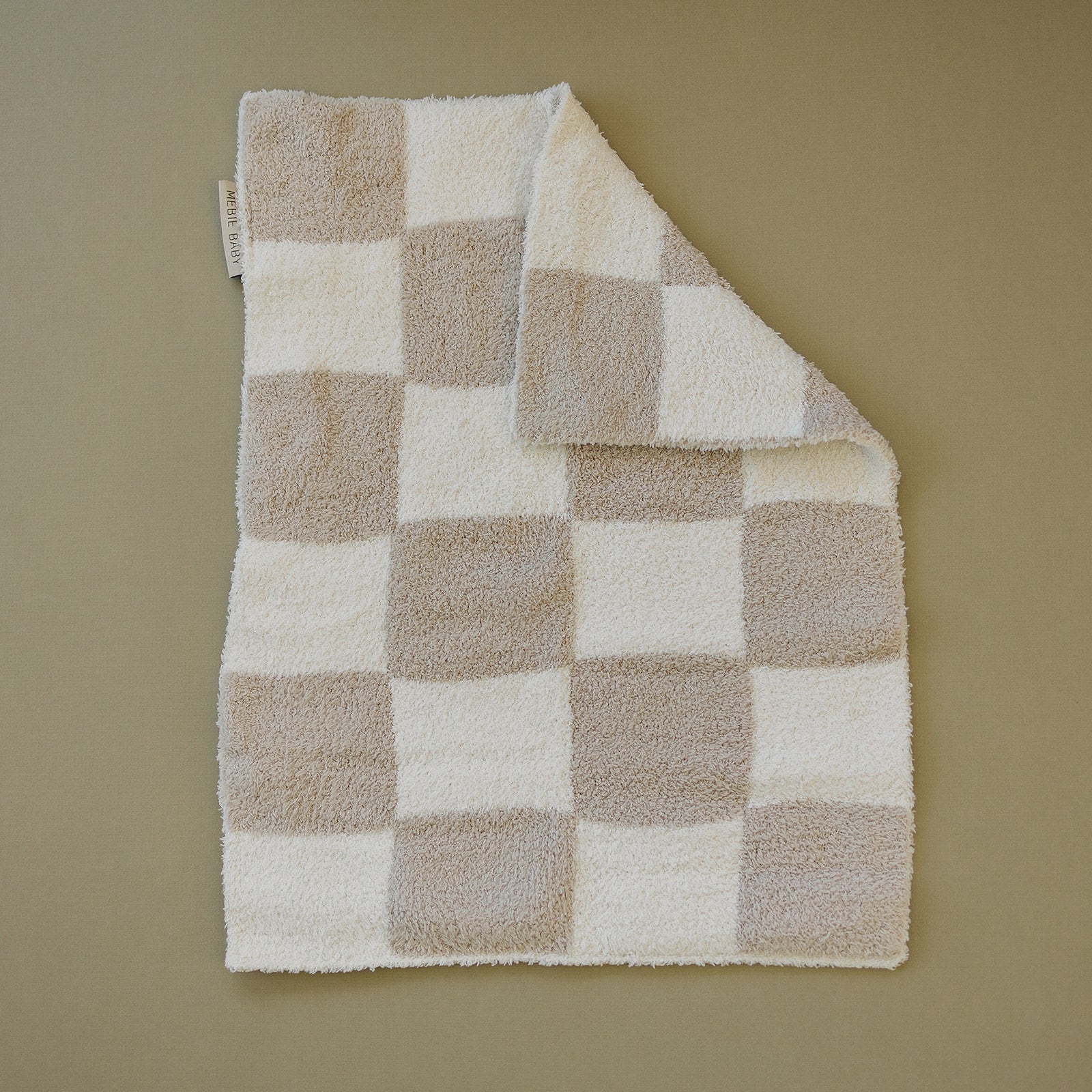 Taupe Checkered Plush Blanket  Mebie Baby