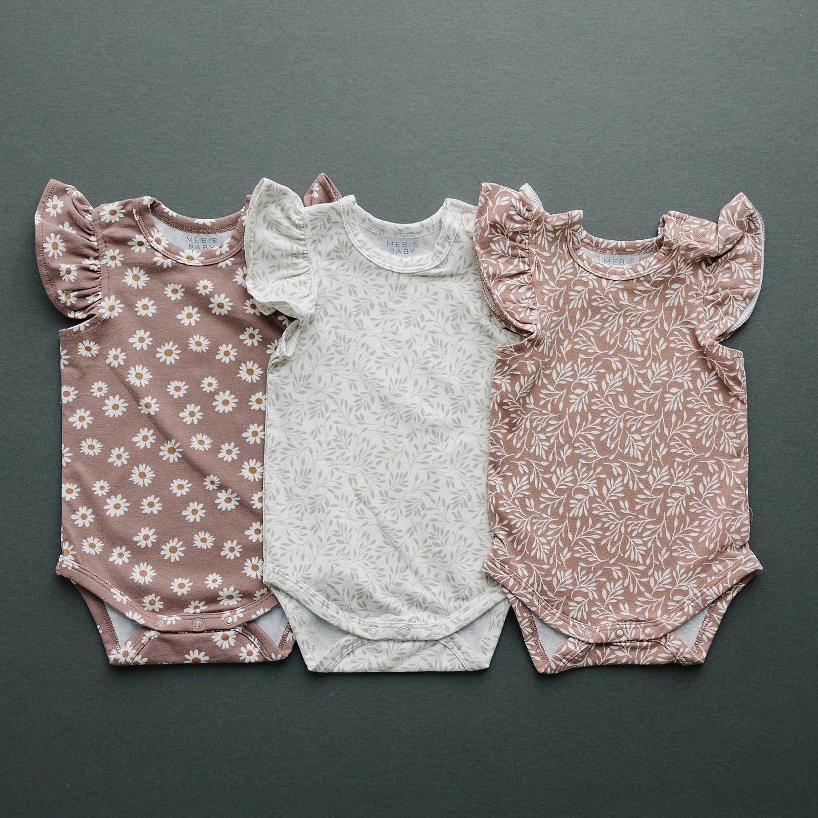 Dusty Vines Ruffle Sleeve Bodysuit Mebie Baby