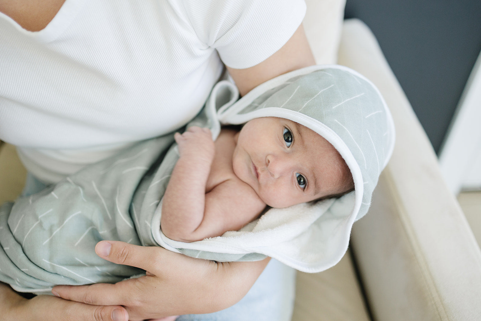 Desert Sage Muslin Hooded Towel Mebie Baby