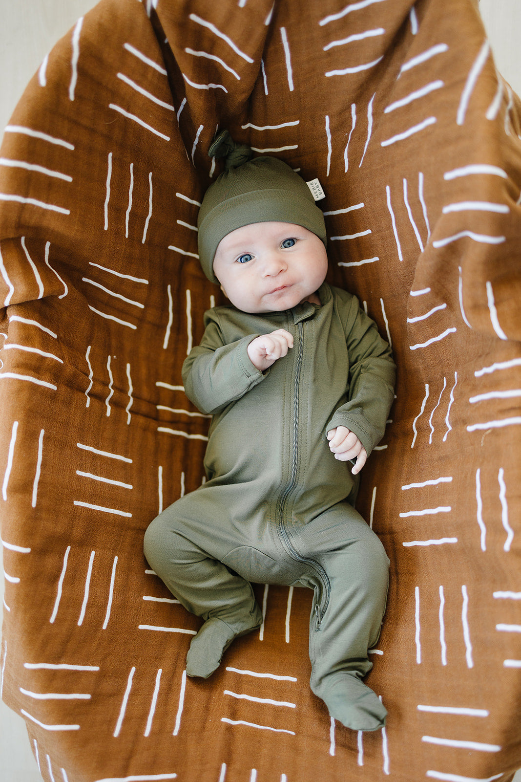Olive Bamboo Zipper Mebie Baby