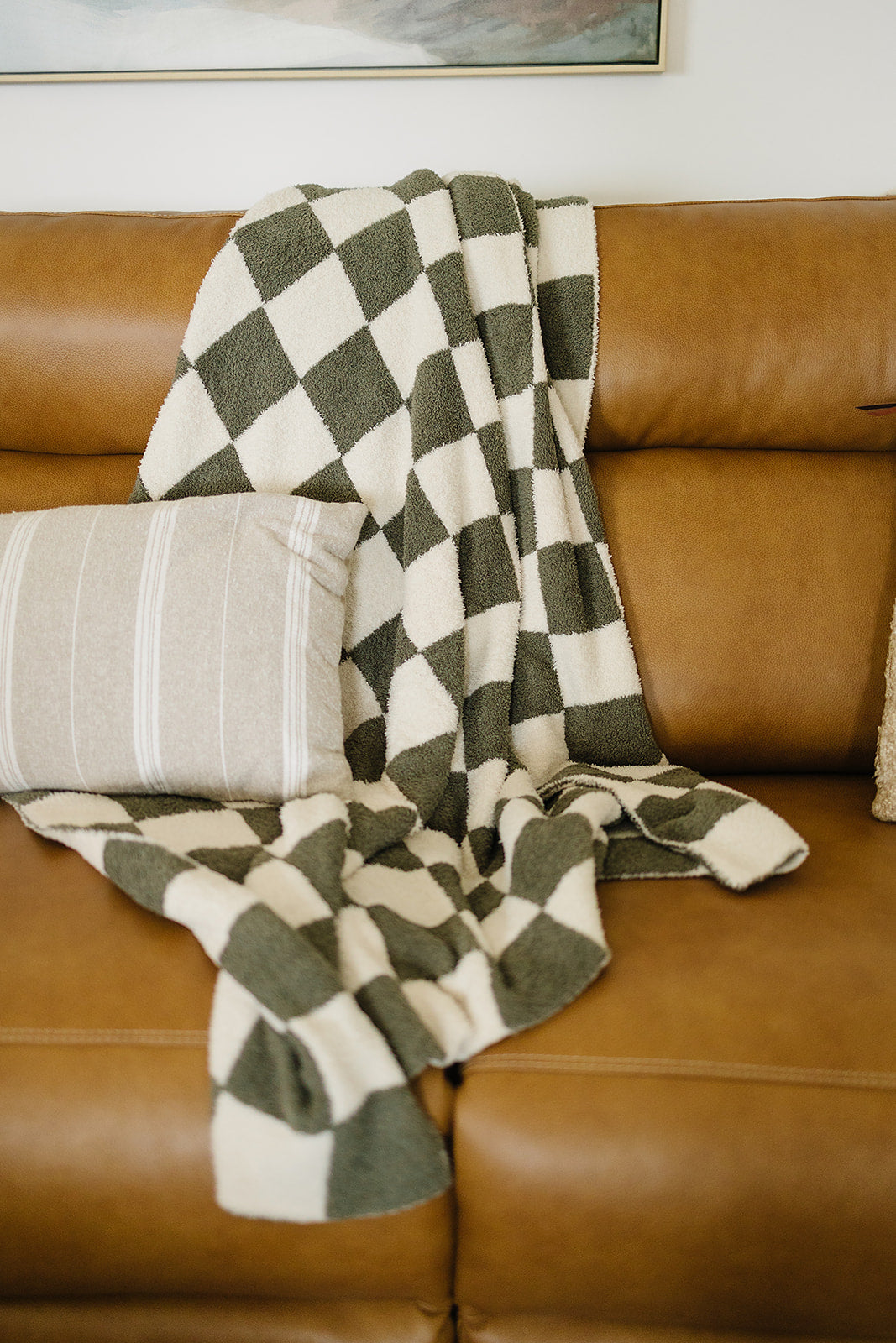 Green Checkered Plush Blanket Mebie Baby
