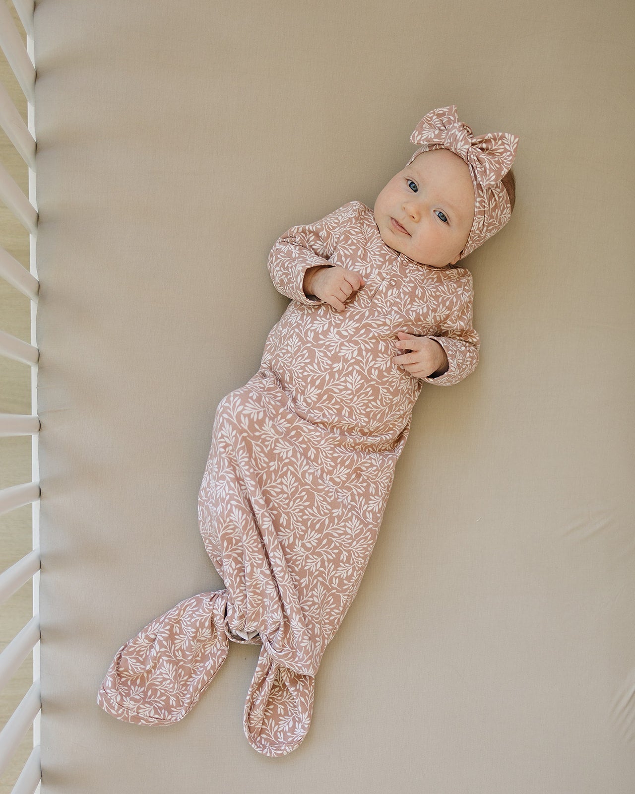 Oatmeal Bamboo Stretch Crib Sheet Mebie Baby