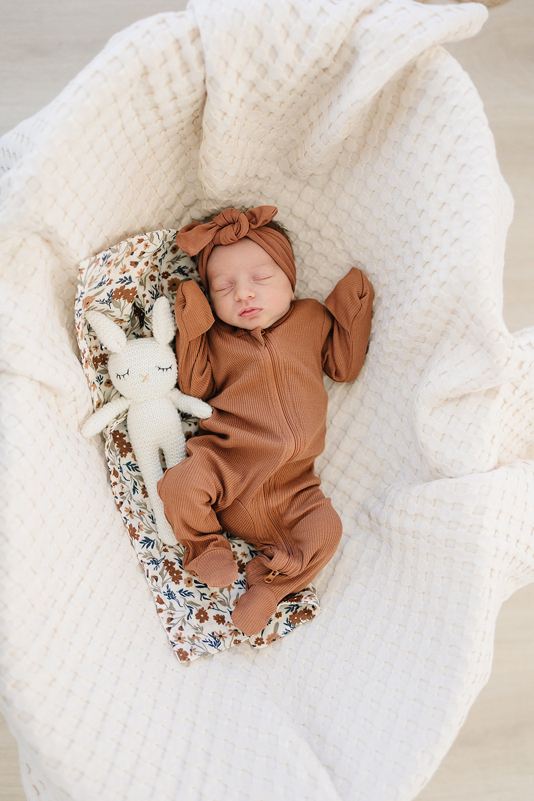 Rust Organic Cotton Ribbed Head Wrap Mebie Baby