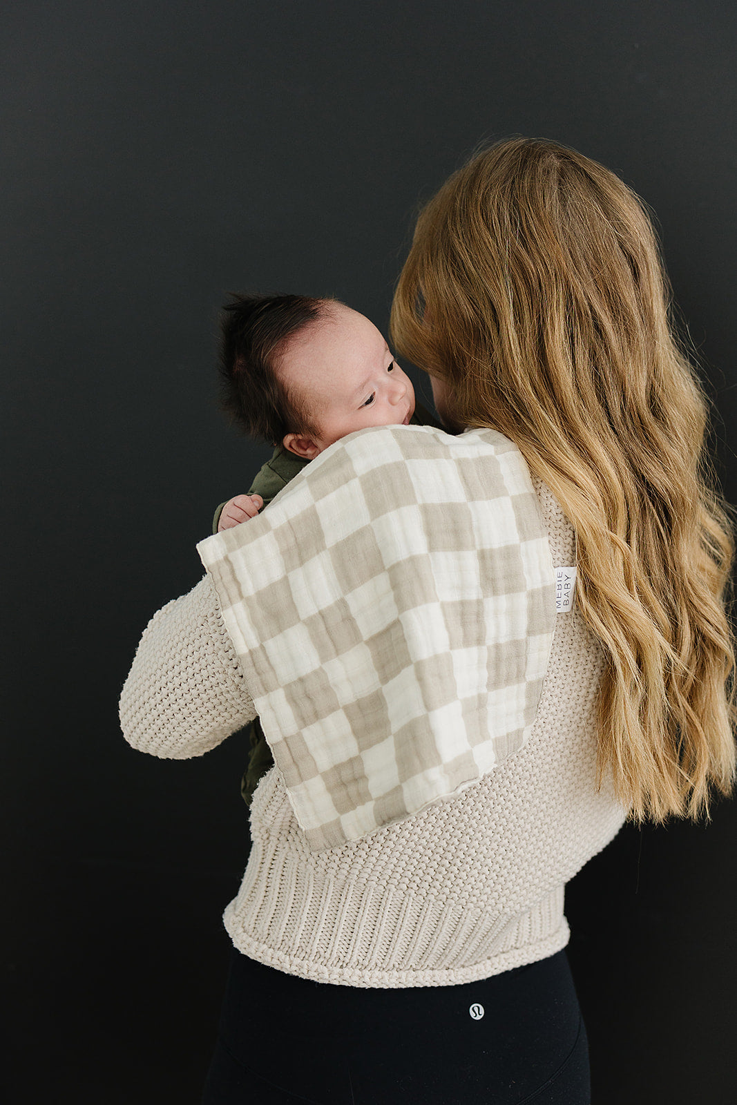 Taupe Checkered Muslin Burp Cloth Mebie Baby