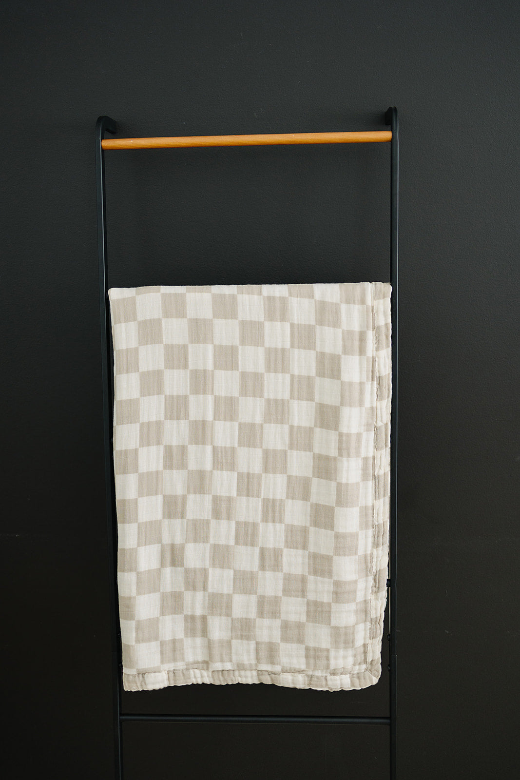 Taupe Checkered Muslin Quilt  Mebie Baby