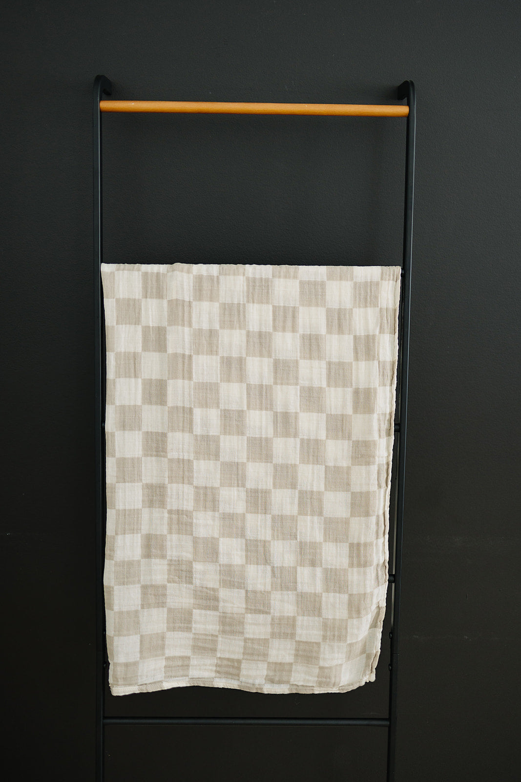 Taupe Checkered Muslin Swaddle Blanket Mebie Baby