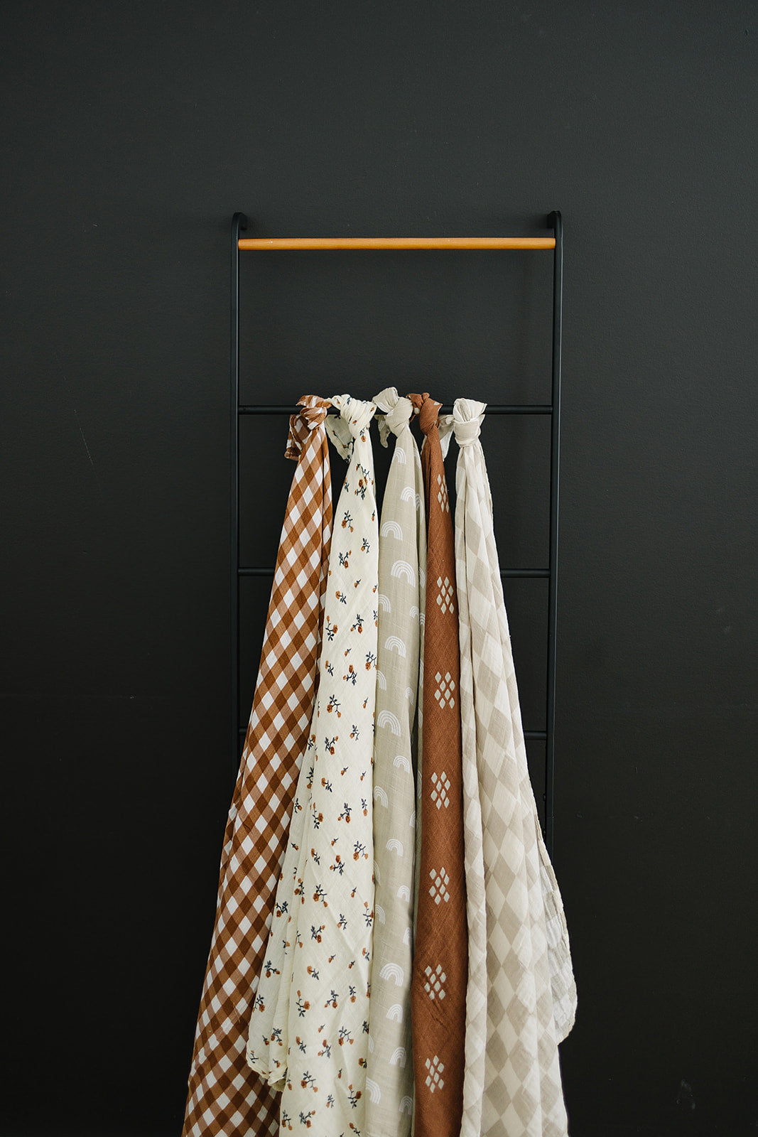 Taupe Checkered Muslin Swaddle Blanket Mebie Baby