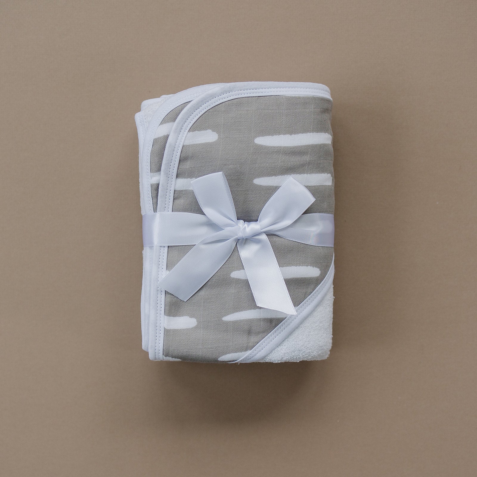 Grey Dash Muslin Hooded Towel Mebie Baby