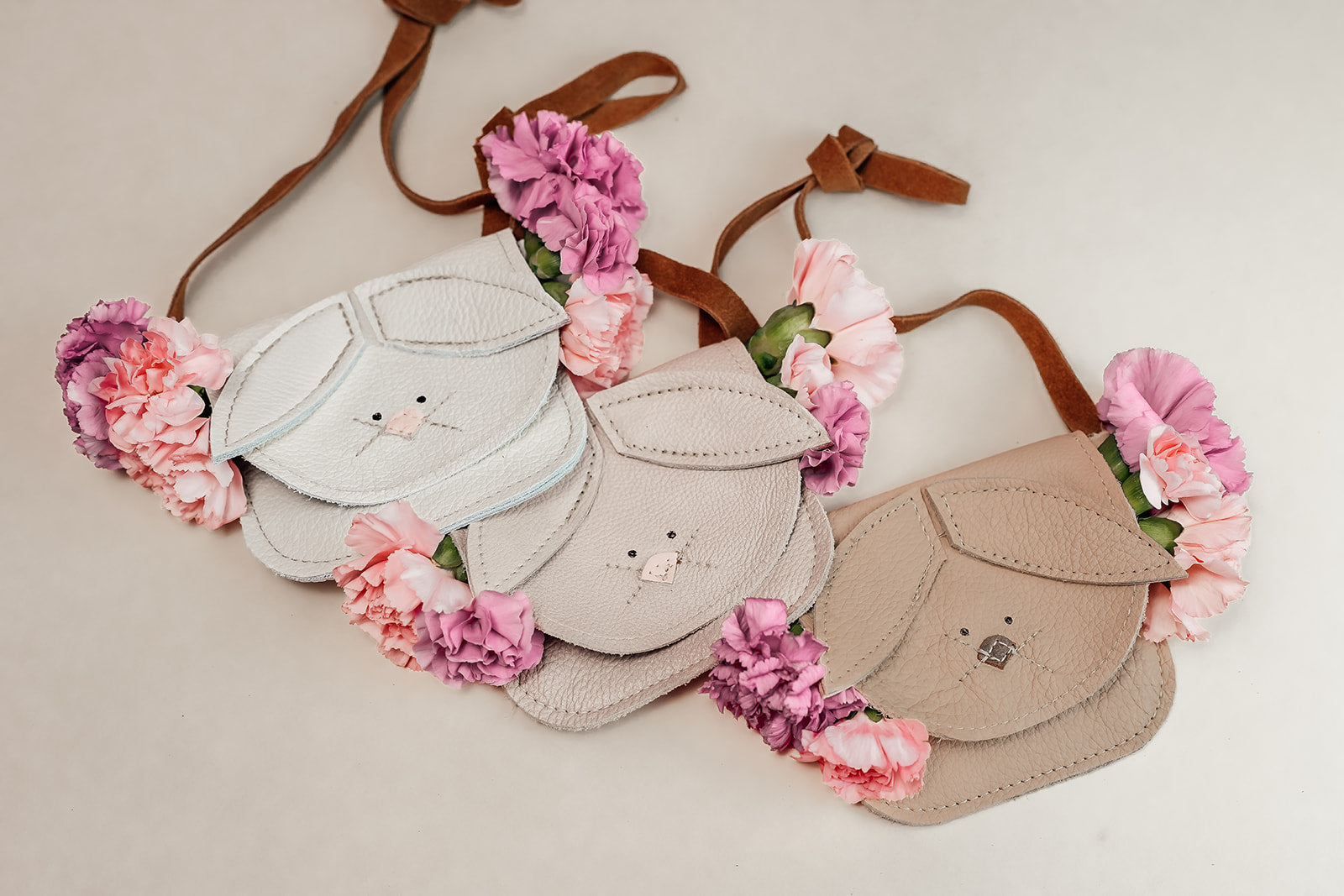 Oyster, Milk & Barley Bunnies Critters Leather PURSE Toddler & Kids