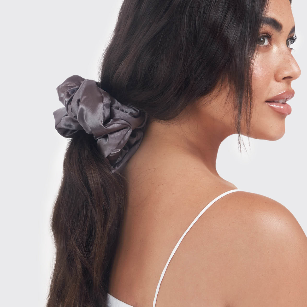 Blush & Gray Satin Pillow Scrunchies 2pc Set