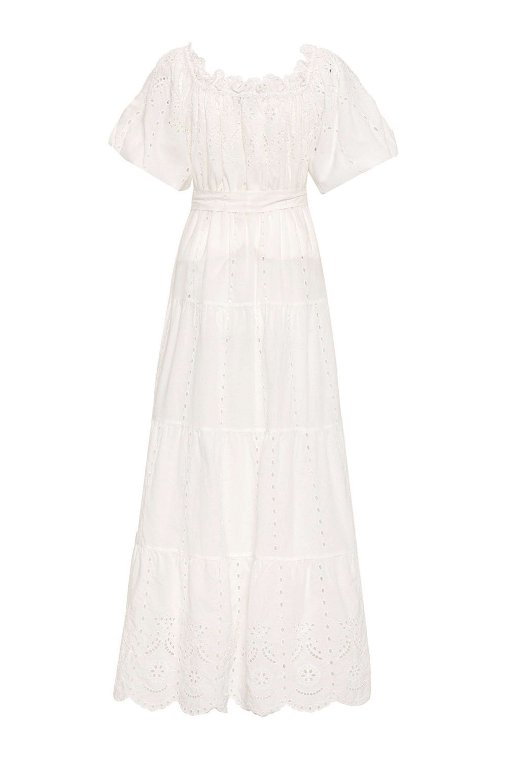 Embroidery Long Dress - off-white