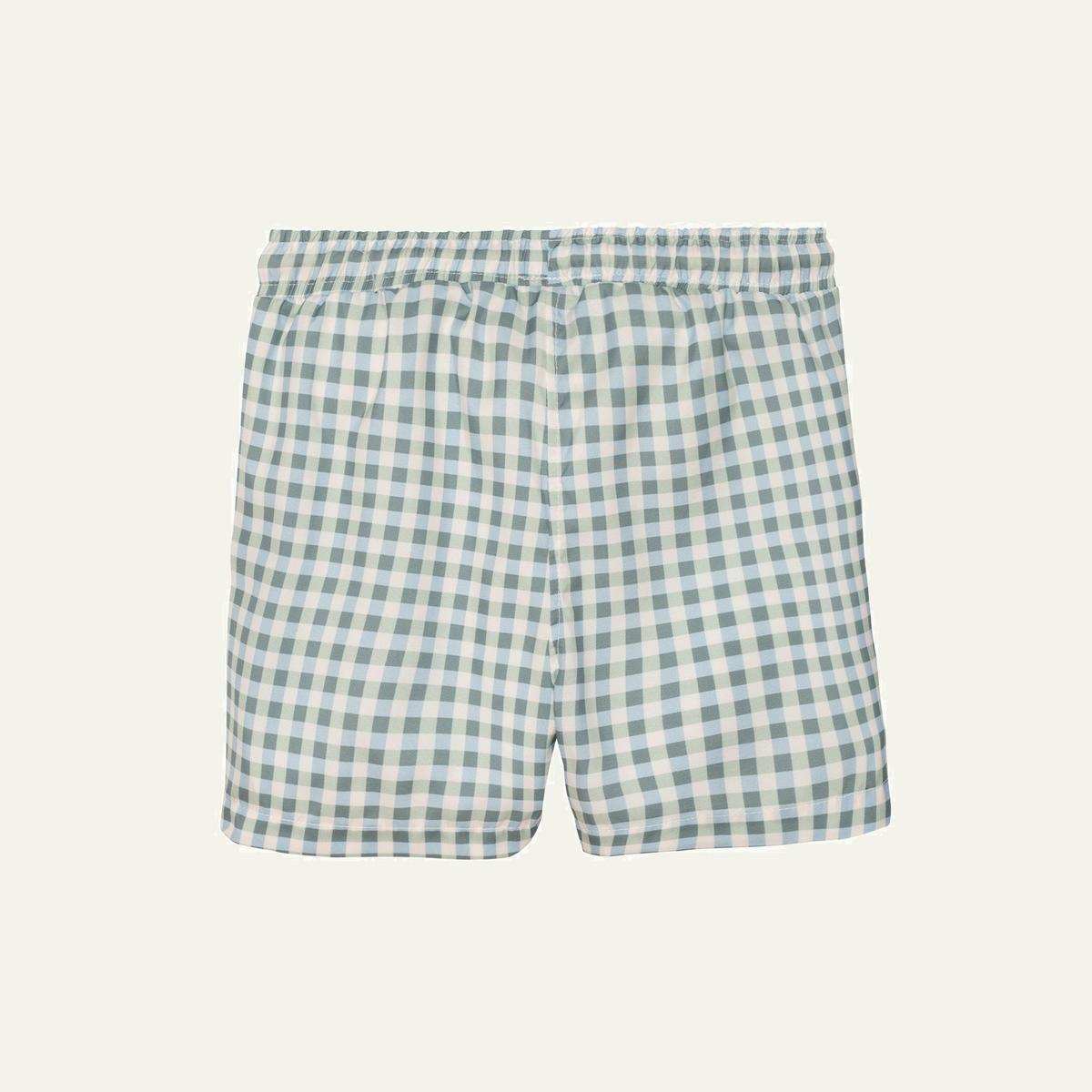 Seaqual Recycled Polyester Gingham Baby Swim Trunks - Natural/faded Denim