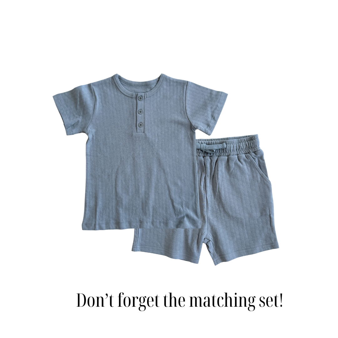 Organic Cotton Pointelle Shorts - Slate