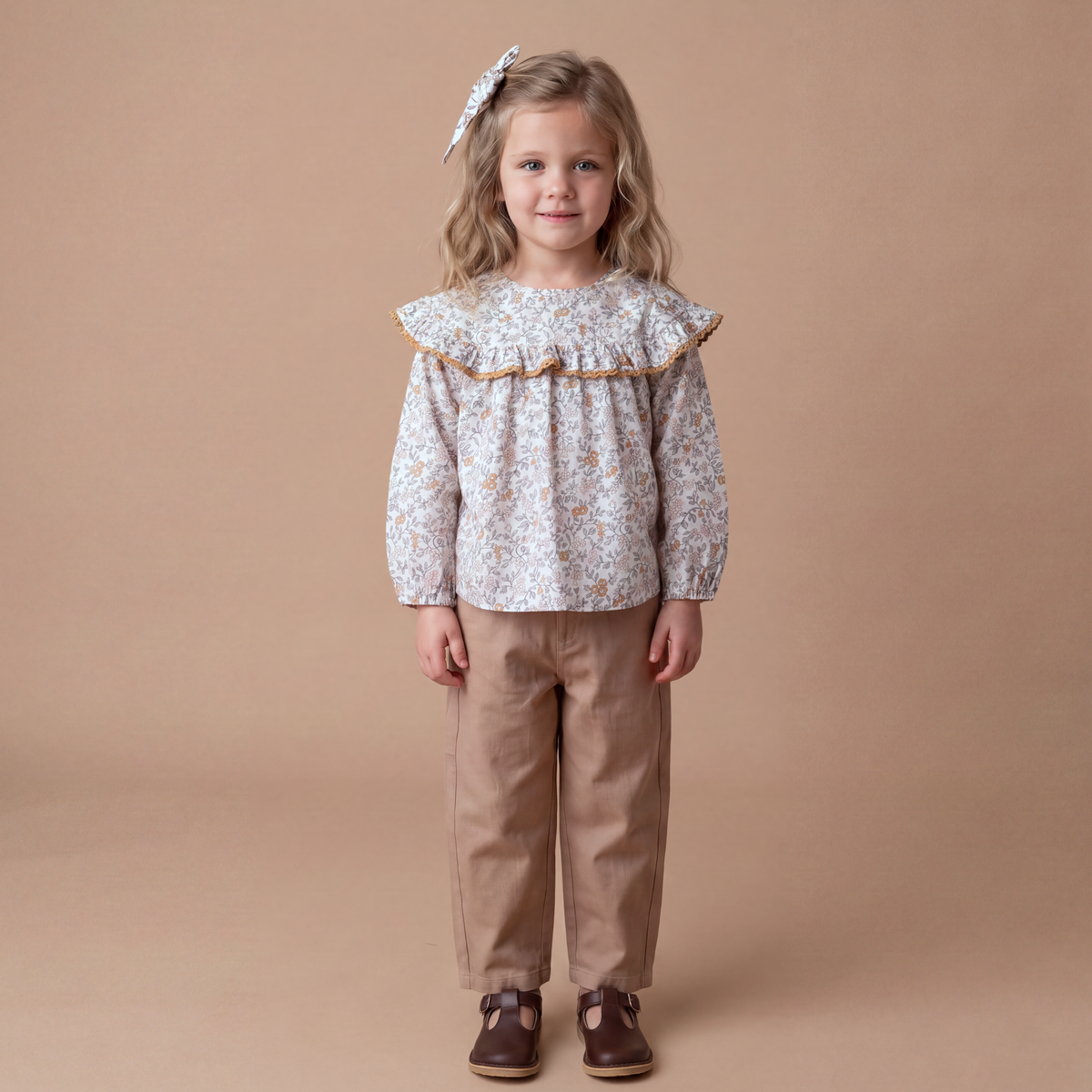 Organic Ruffle Cotton Blouse - Ivy