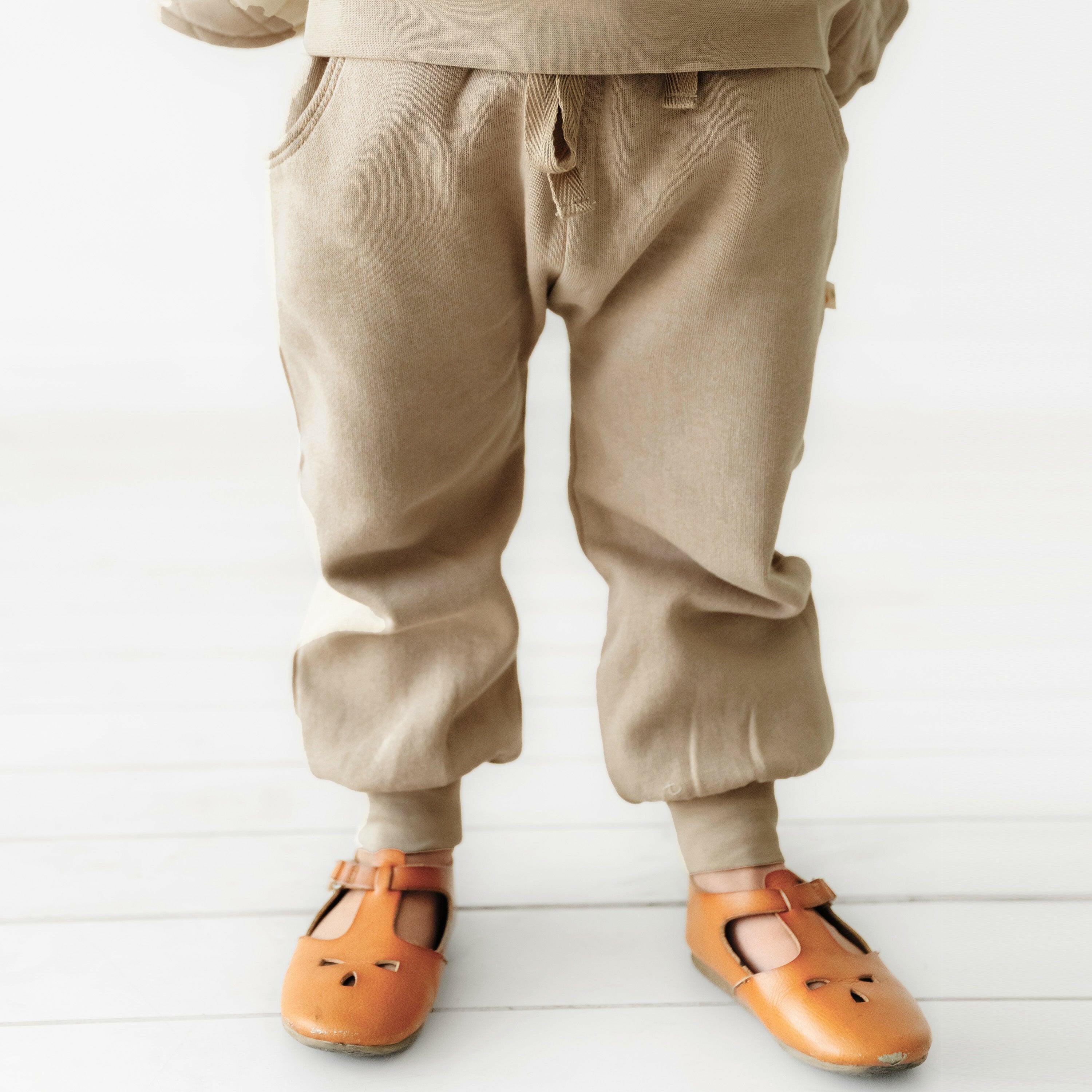 Organic Baby Toddler Jogger Pants - Mocha Jogger Pants Makemake Organics