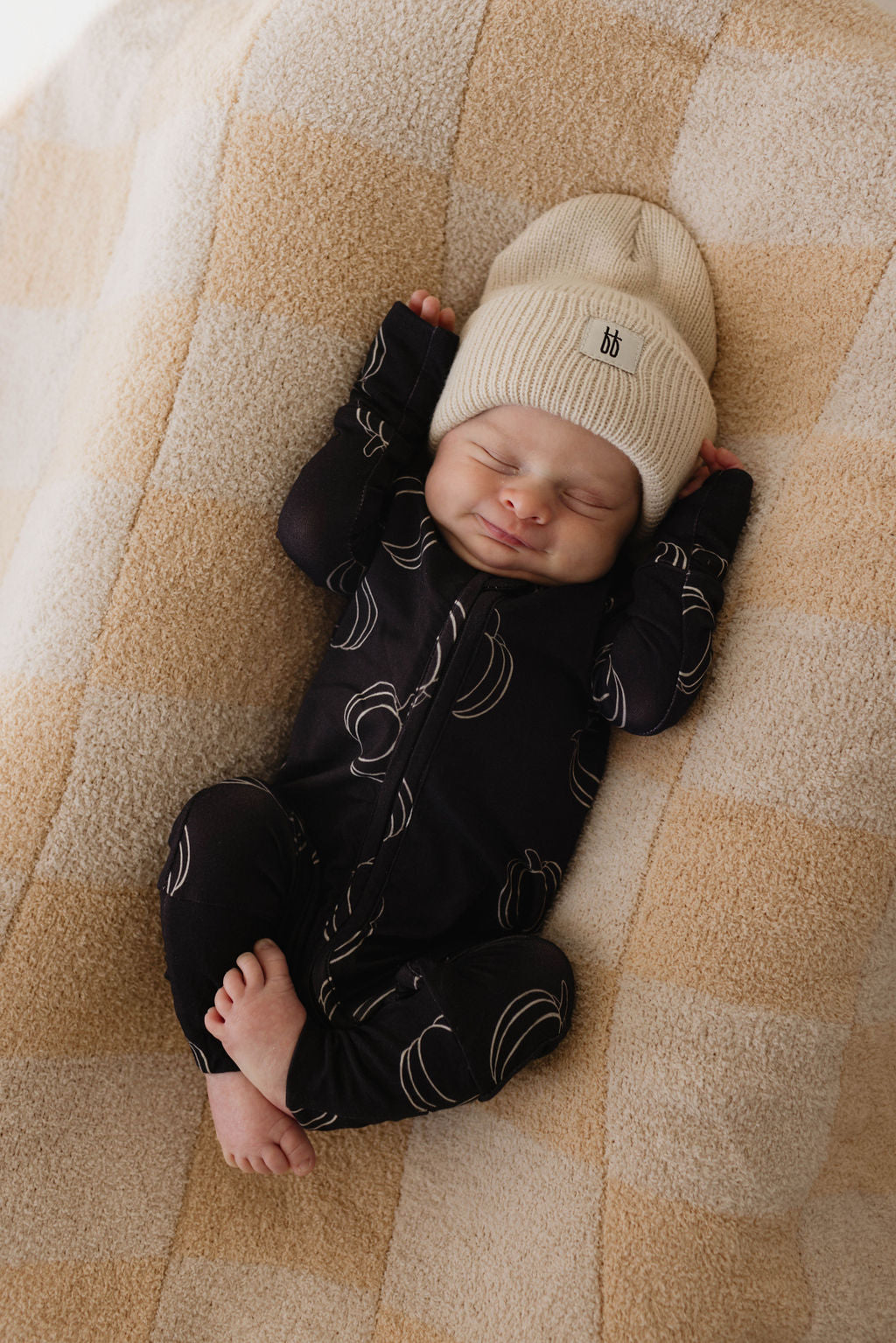 Plush Blanket | Peaches & Cream Checkerboard