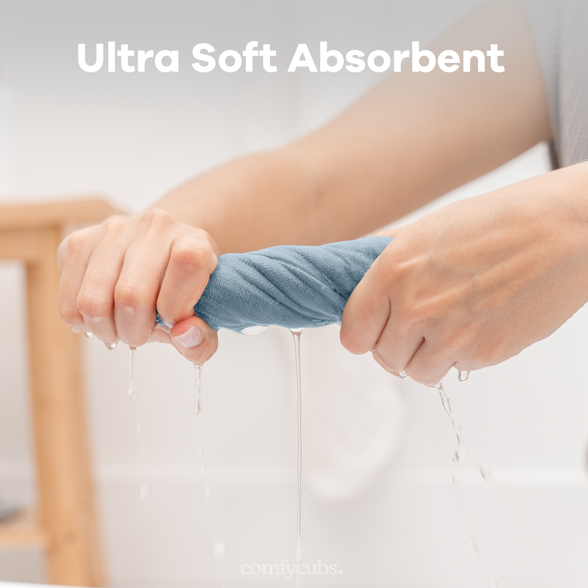 Muslin Washcloths in Pacific Blue