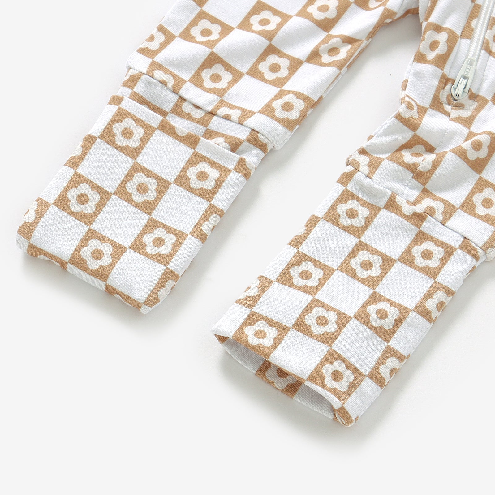 Bamboo Zip Baby Pajamas - Checkered Daisies Pajamas Consciously Baby
