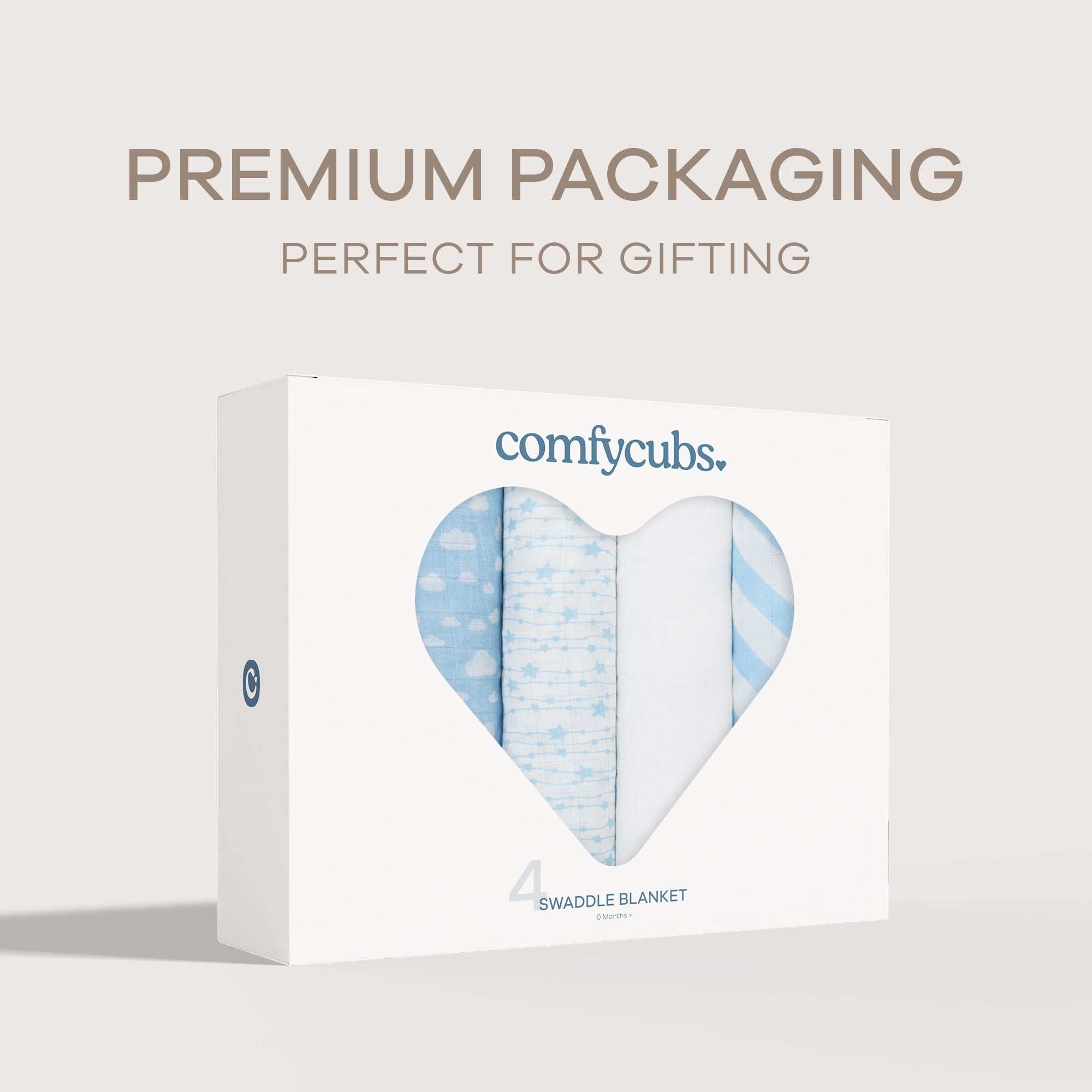 Muslin Swaddle Blankets in Blue, 4 Pack