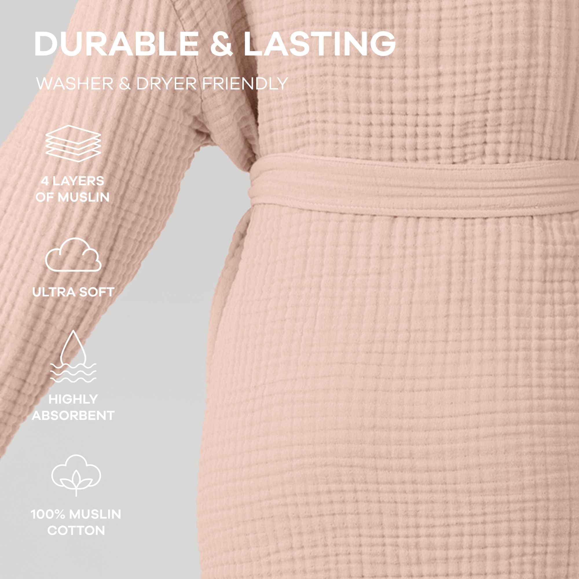 Muslin Bathrobe in Blush