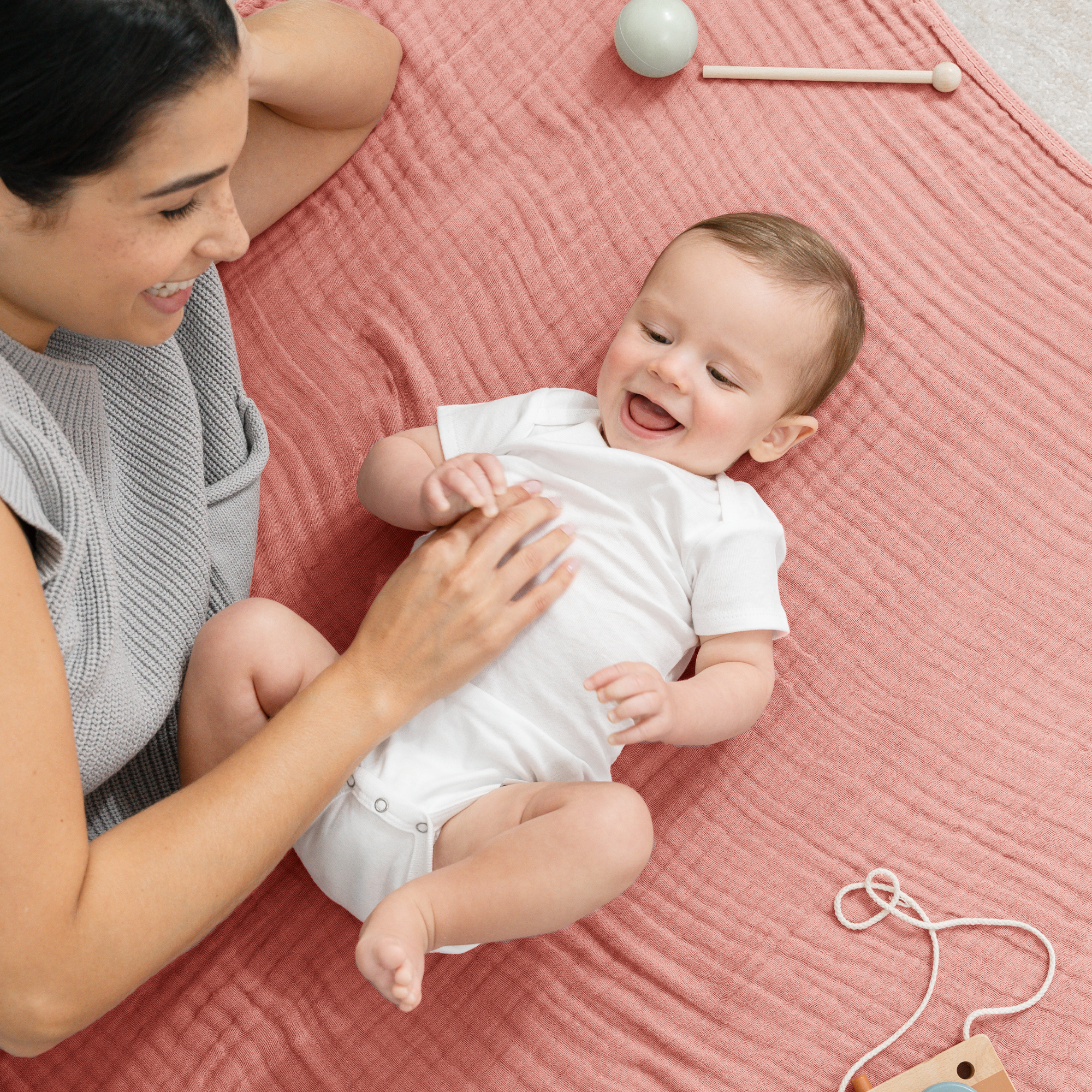 Baby Muslin Blanket in Bold Blush