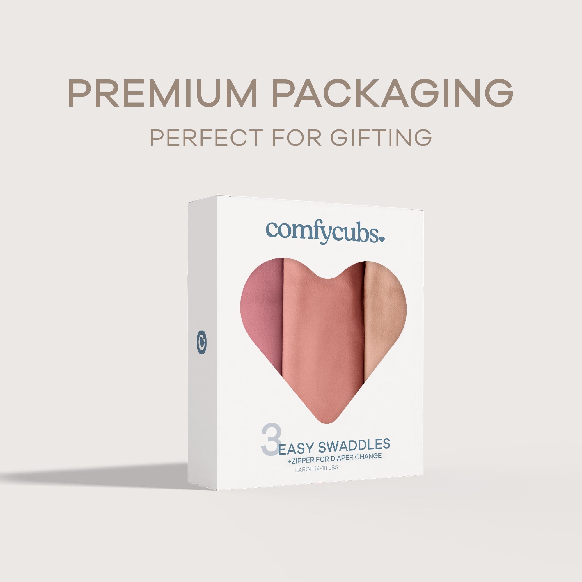 Easy Swaddle Blankets with Zipper in Light Blush, Blush, Mauve