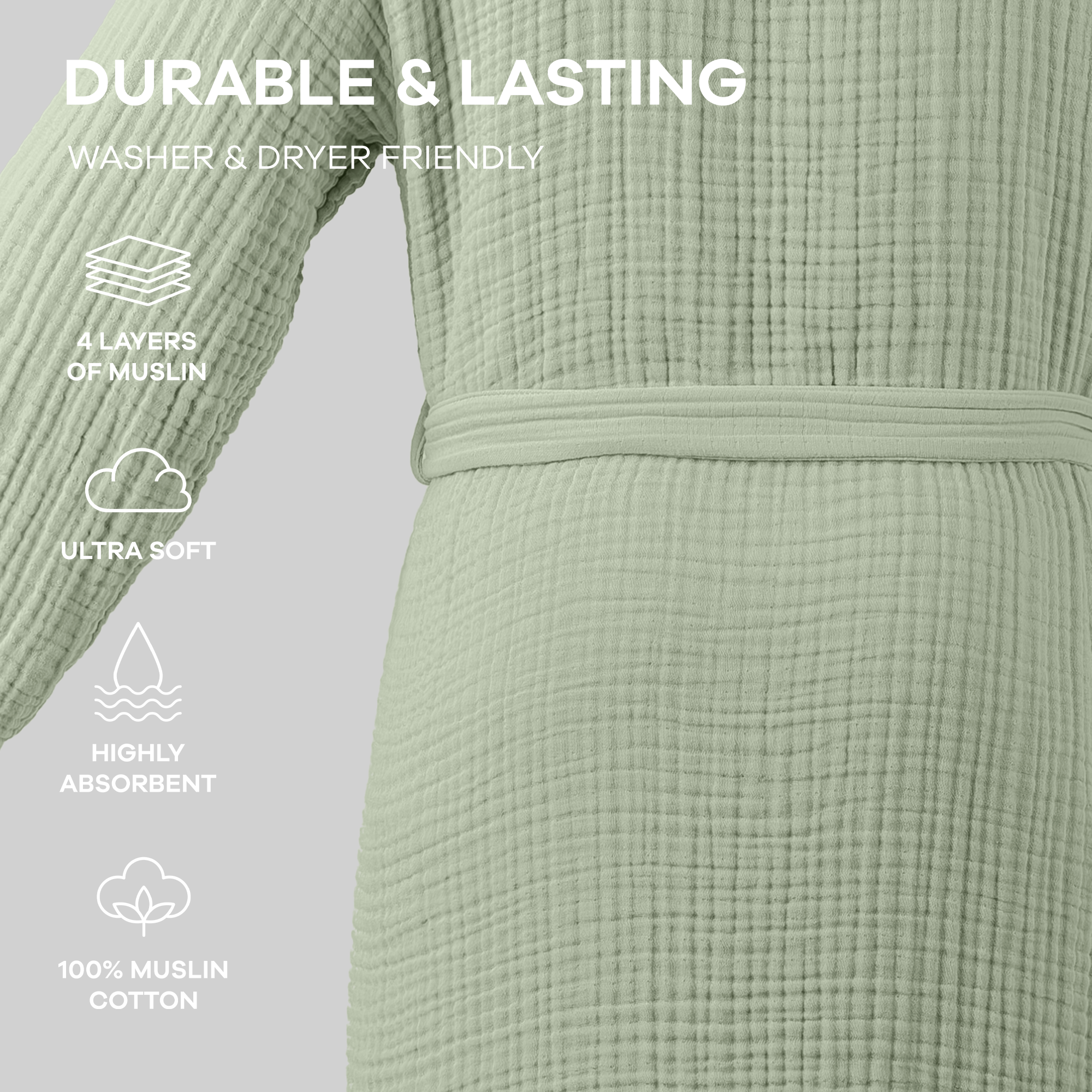 Muslin Bathrobe in Sage