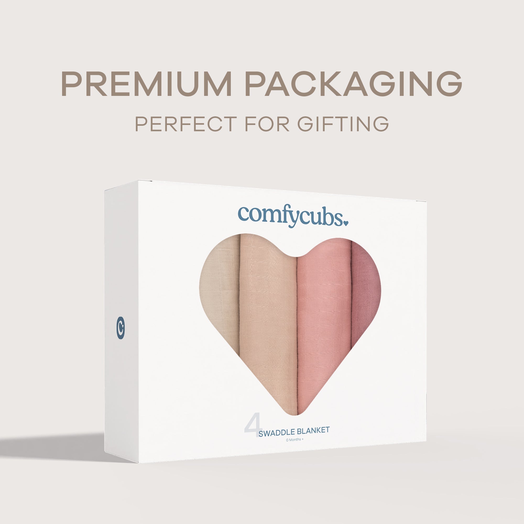 Muslin Swaddle Blankets in Cream, Blush, Bold Blush, Mauve, 4 Pack