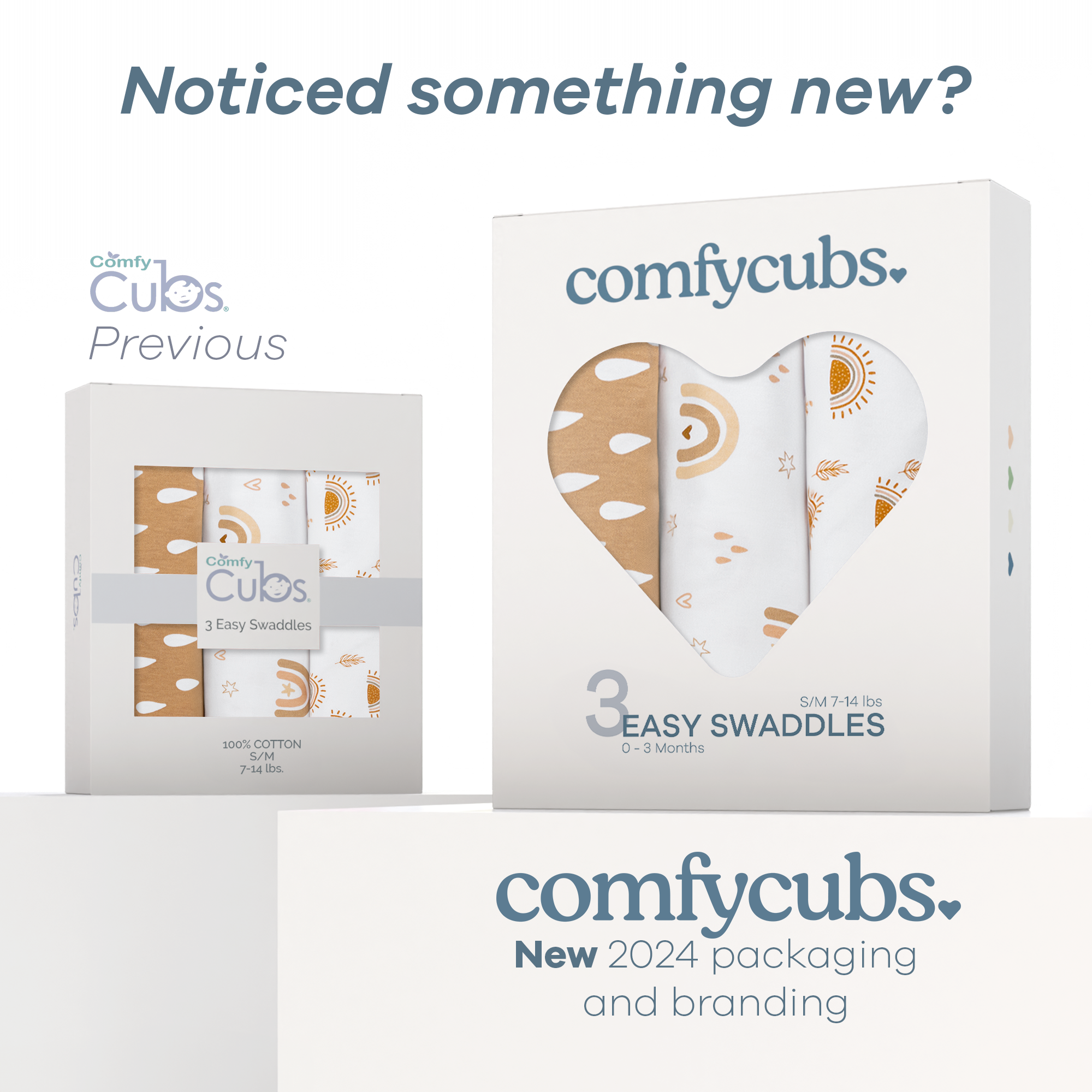 Easy Swaddle Blankets by Comfy Cubs - Rainbow Bohemian, Pack of 3