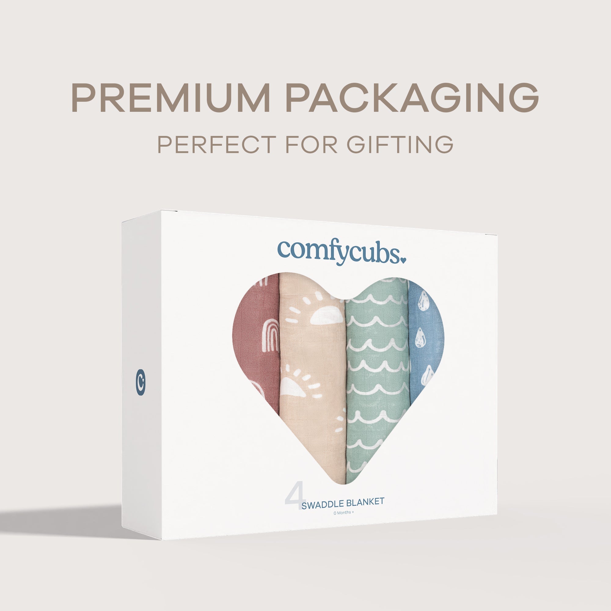 Muslin Swaddle Blankets in Sun, Rainbow, Rain & Doodle, 4 Pack