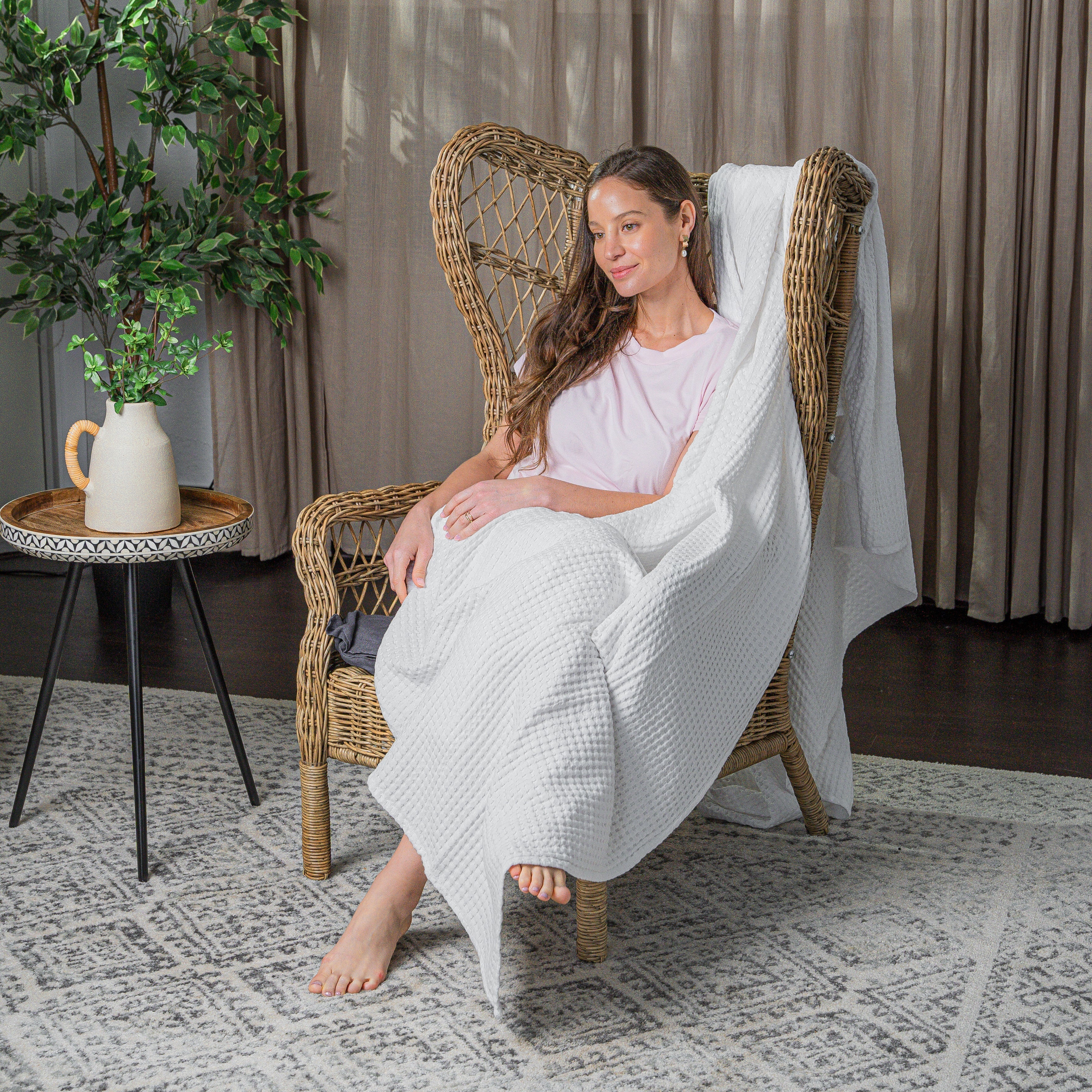 Adult Waffle Blankets in White