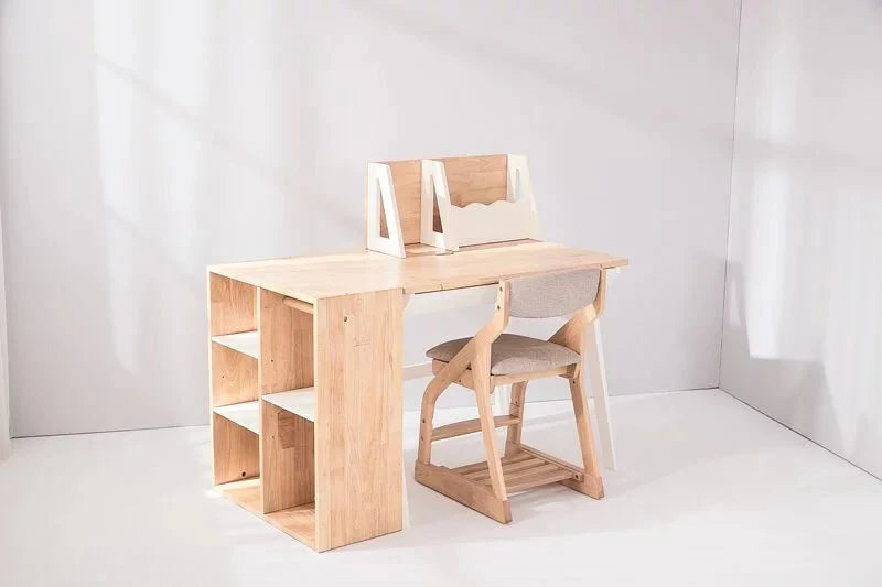 Calla Solid Wood Growth Desk - Flat-Storage Drawer - Natural Color MesaSilla USA